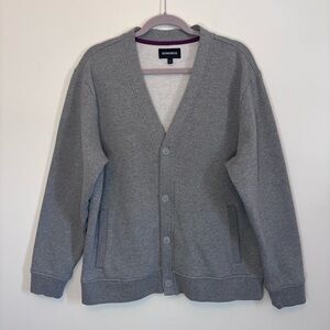 Bonobos Gray Men's Casual Fleece Cardigan Sweatshirt Button Up L